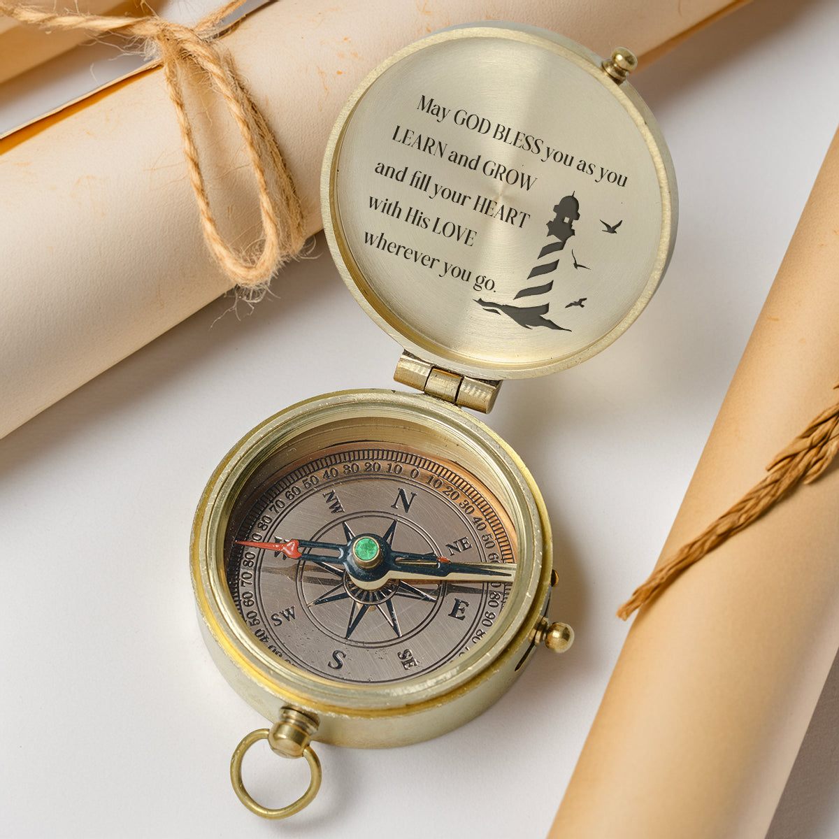 One Step with Faith, Forever Guided - May God Bless You - Baptism & Communion Compass - Gpb16096