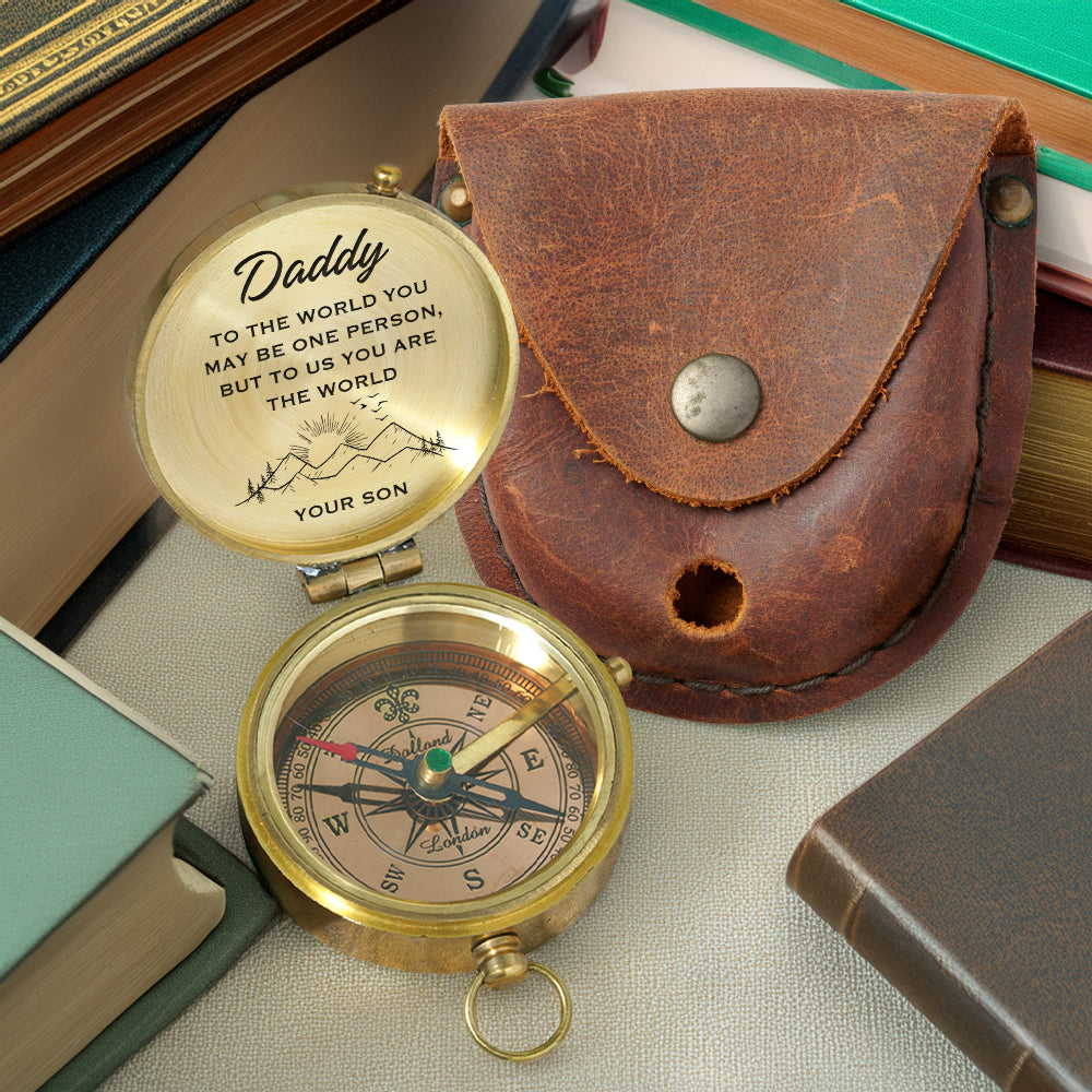Personalized Engraved Compass - Family - To My Dad - From Son - You Are The World - Gpb18062