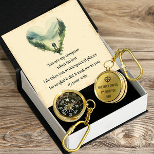 Personalized Brass Compass Keychain - Family - To My Husband - You Are My Compass When I'm Lost - Gkqj14004