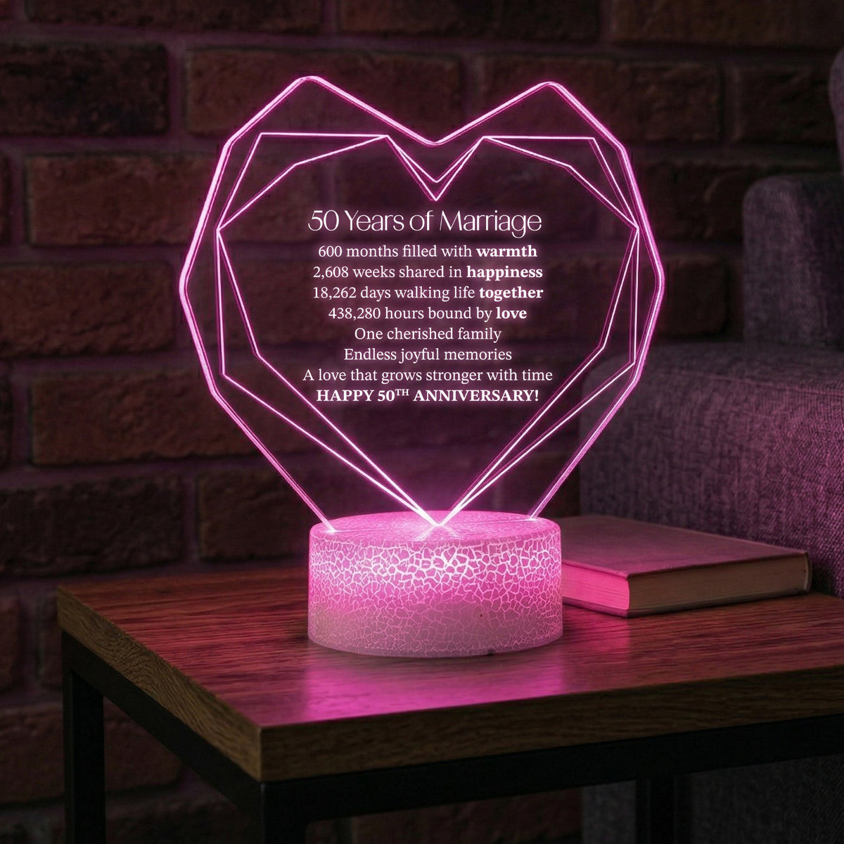 Personalized Heart Led Light - 50 years Anniversary Gift for Grandpa ...