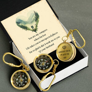 Personalized Brass Compass Keychain - Family - To My Wife - You Are My Compass When I'm Lost - Gkqj15004