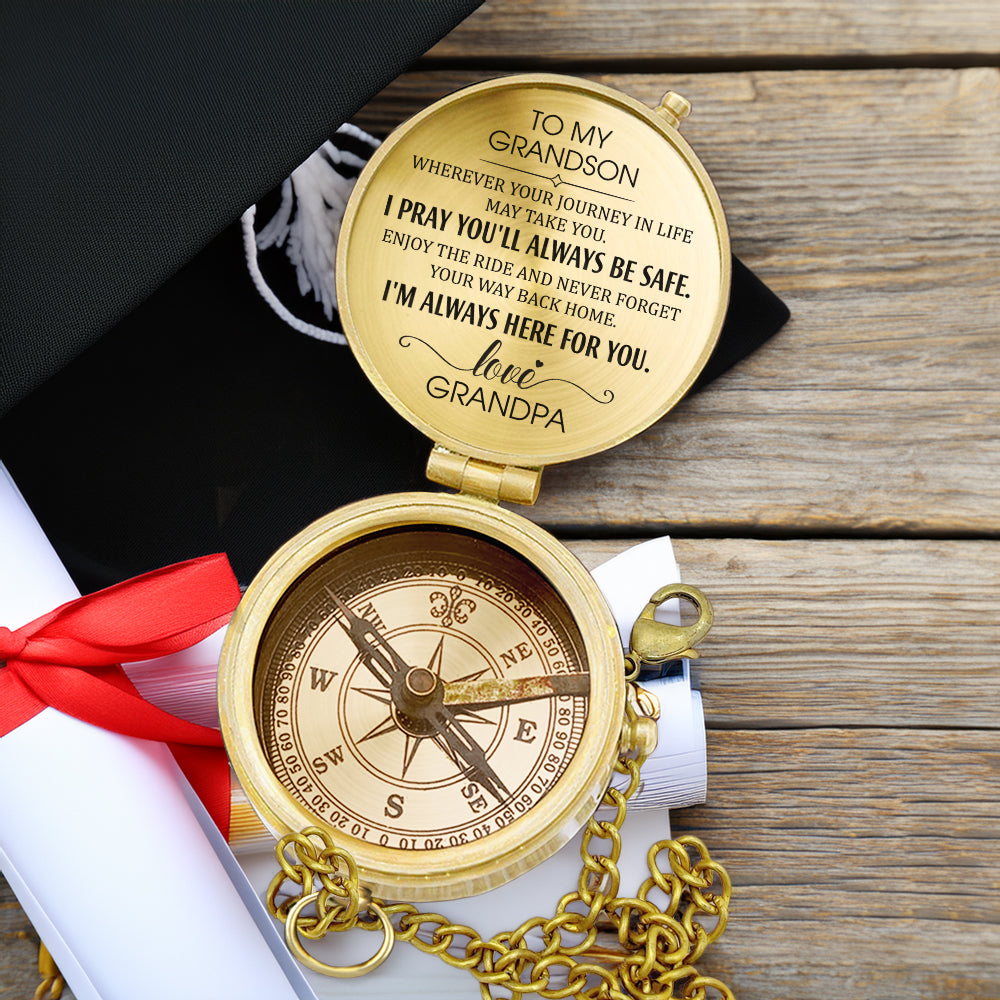 Personalized Compass To Grandson - I'm Always Here For You - Gpb22001