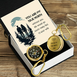 Personalized Brass Compass Keychain - Family - To My Husband - You Are My True North - Gkqj14006