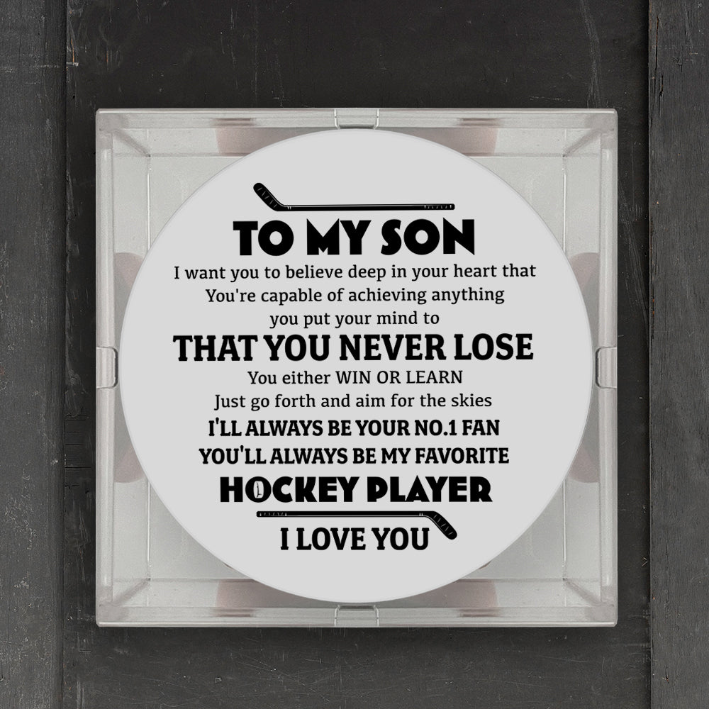 Celebrate Your Special Bond - An Exclusive Custom Hockey Puck for Son - Gai16018