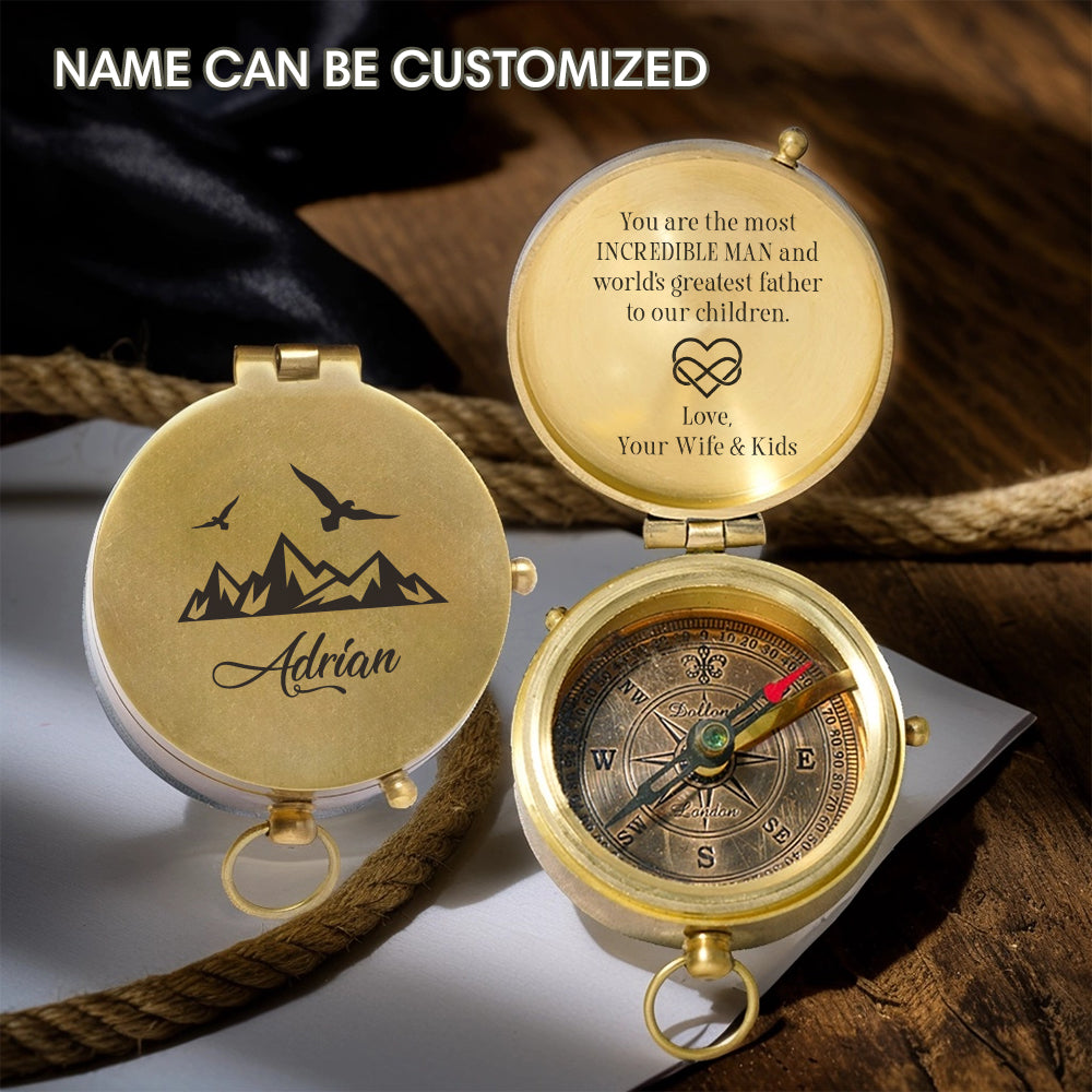 Personalized Engraved Compass - Family - To My Husband - From Wife & Kids - You Are The Most Incredible Man - Gpb14023