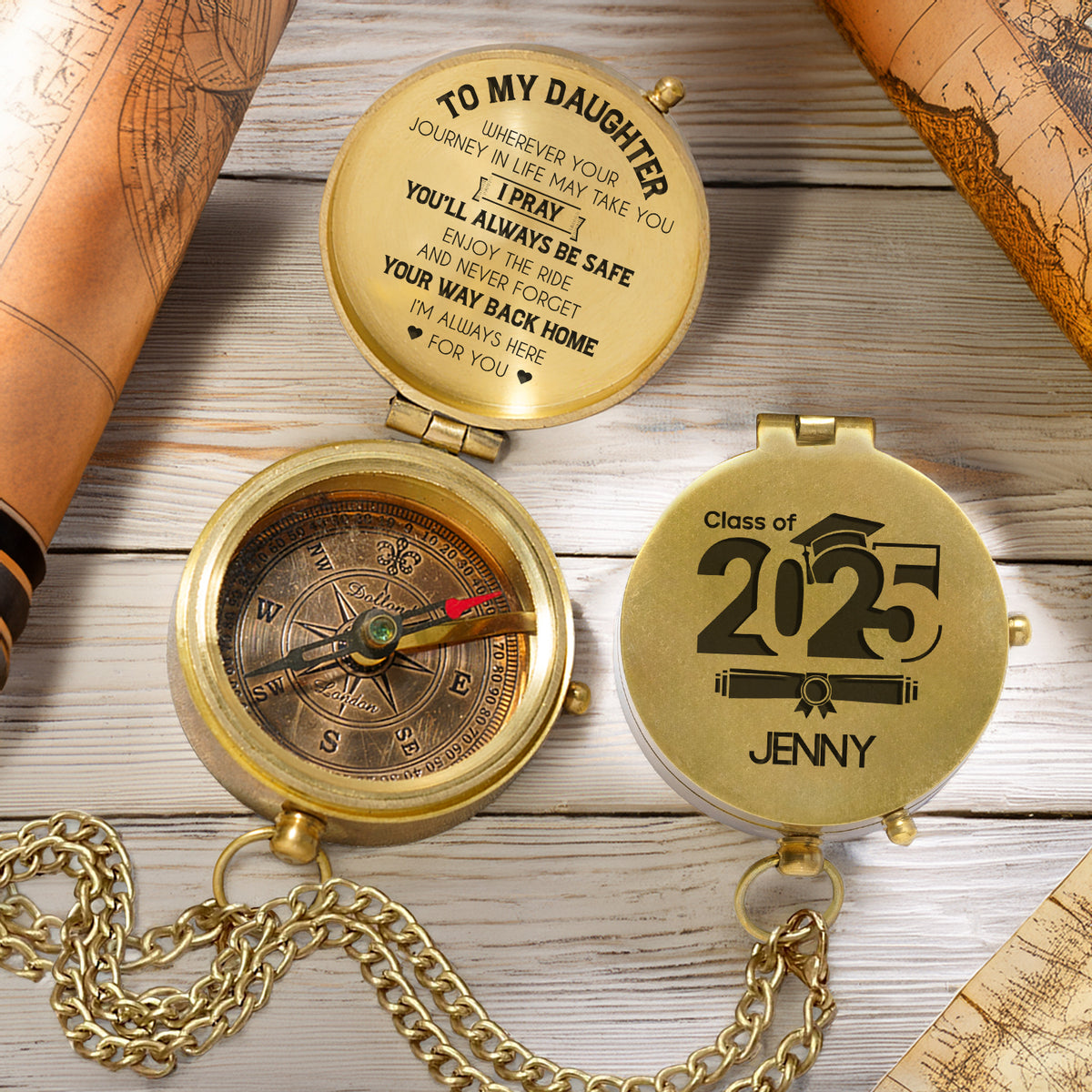Personalized Engraved Compass - Family - To My Daughter - I’m Always Here For You - Gpb17016