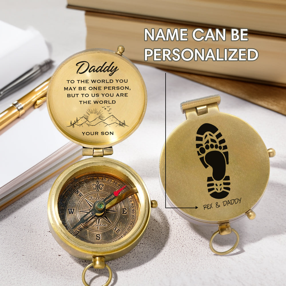 Personalized Engraved Compass - Family - To My Dad - From Son - You Are The World - Gpb18062