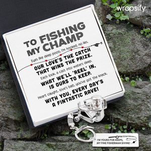 Wrapsify Fishing Drum Reel Keychain - Fishing - to My Man - with You, Every Day's A Fintastic Rave - Gfd26001 Standard Box