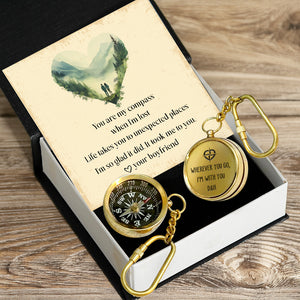 Personalized Brass Compass Keychain - Family - To My Girlfriend - You Are My Compass When I'm Lost - Gkqj13004