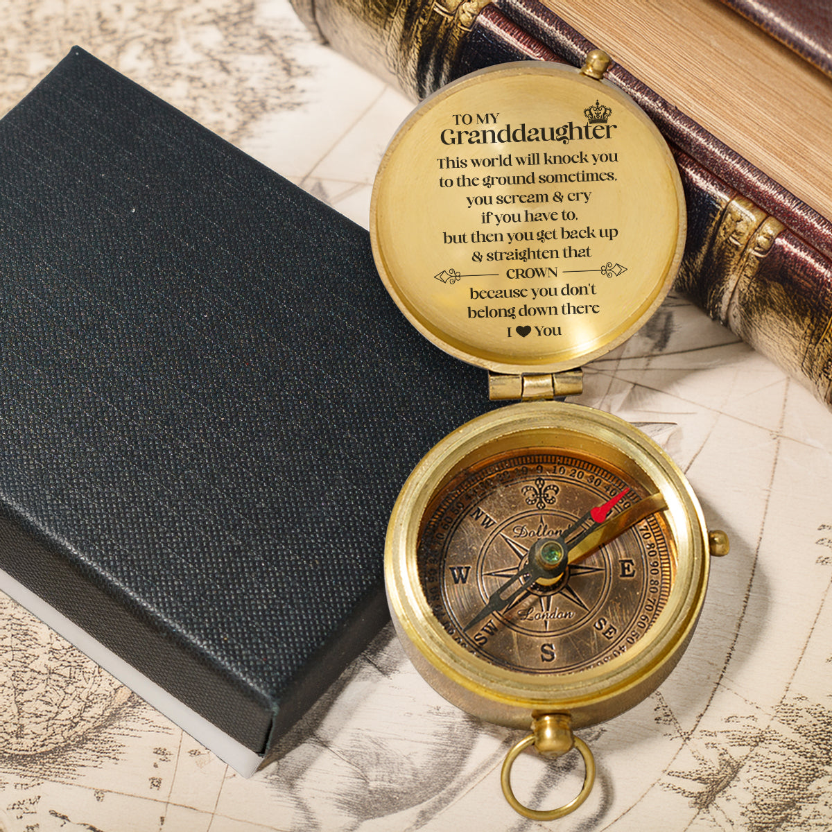 Personalized Engraved Compass - Family - To My Granddaughter - You Get Back Up & Straighten That Crown - Gpb23015