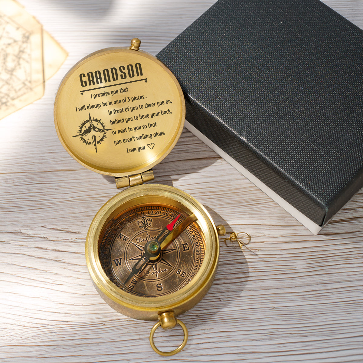 Personalized Engraved Compass - Family - To My Grandson - I Will Always Behind You To Have Your Back - Gpb22018