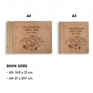 Personalized Wood Adventure Book | Travel & Hiking Scrapbook | Gift for Explorers or Yourself | Gdpa34002