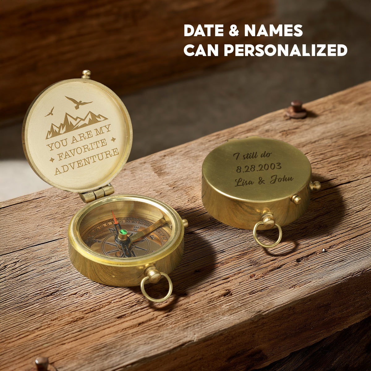 Personalized Engraved Compass - 10th & 50th Anniversary Gift - Gpb26247