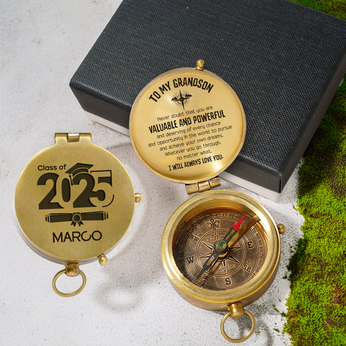 Personalized Engraved Compass - Family - To My Grandson - I Will Always Love You - Gpb22017