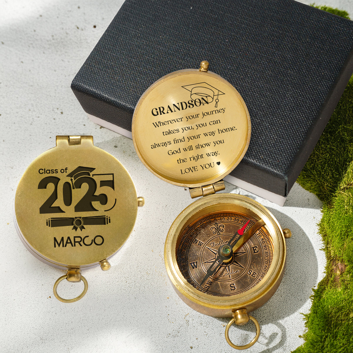 Personalized Engraved Compass - Family - To My Grandson - God Will Show You The Right Way - Gpb22019