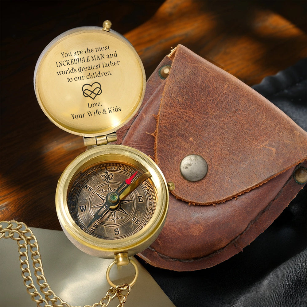 Personalized Engraved Compass - Family - To My Husband - From Wife & Kids - You Are The Most Incredible Man - Gpb14023