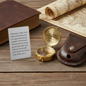 Personalized Compass Gift Romantic Gift For Couples, Long Distance Love, Valentine Gift For Husband & Wife - Gpb14002
