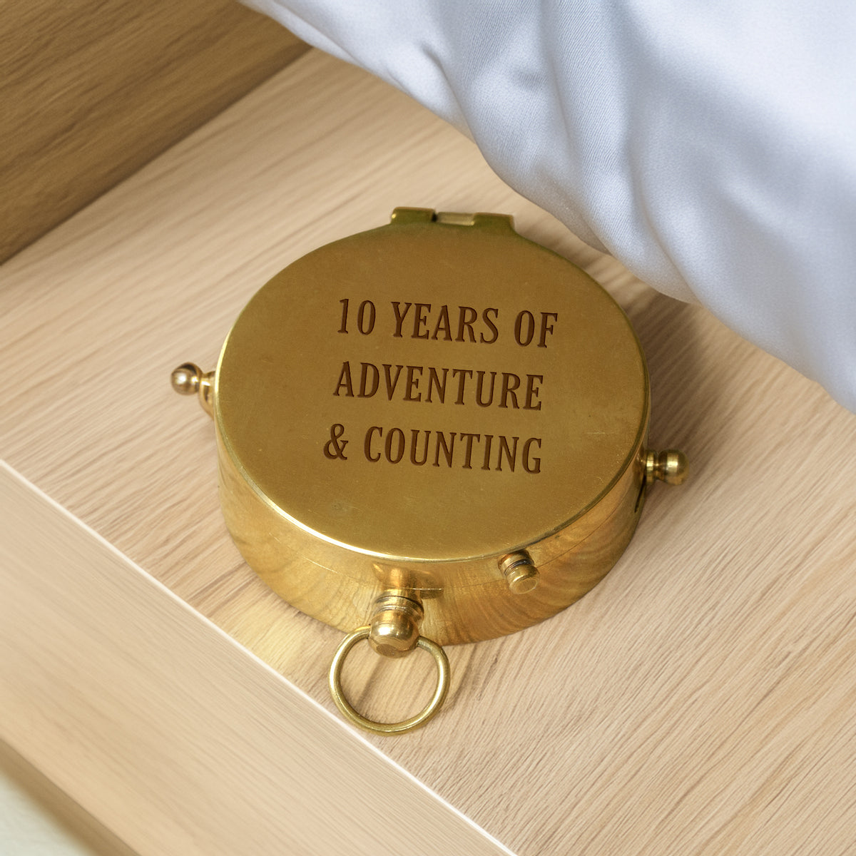 Personalized Engraved Bronze Compass - Handmade 10 years Anniversary Gift for Couples | Custom Name, Date - Gpb26253