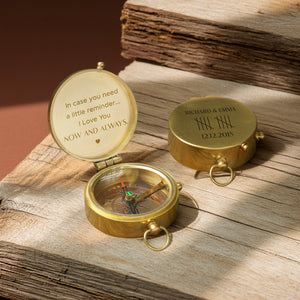 Personalized Engraved Bronze Compass - Handmade 10 years Anniversary Gift for Couples | Custom Name, Date - Gpb26250