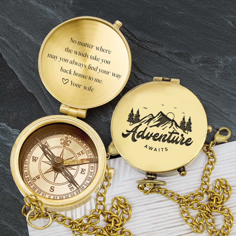 Personalized Engraved Compass - Family - To My Husband - You Always Find Your Way Back Home To Me - Gpb14019