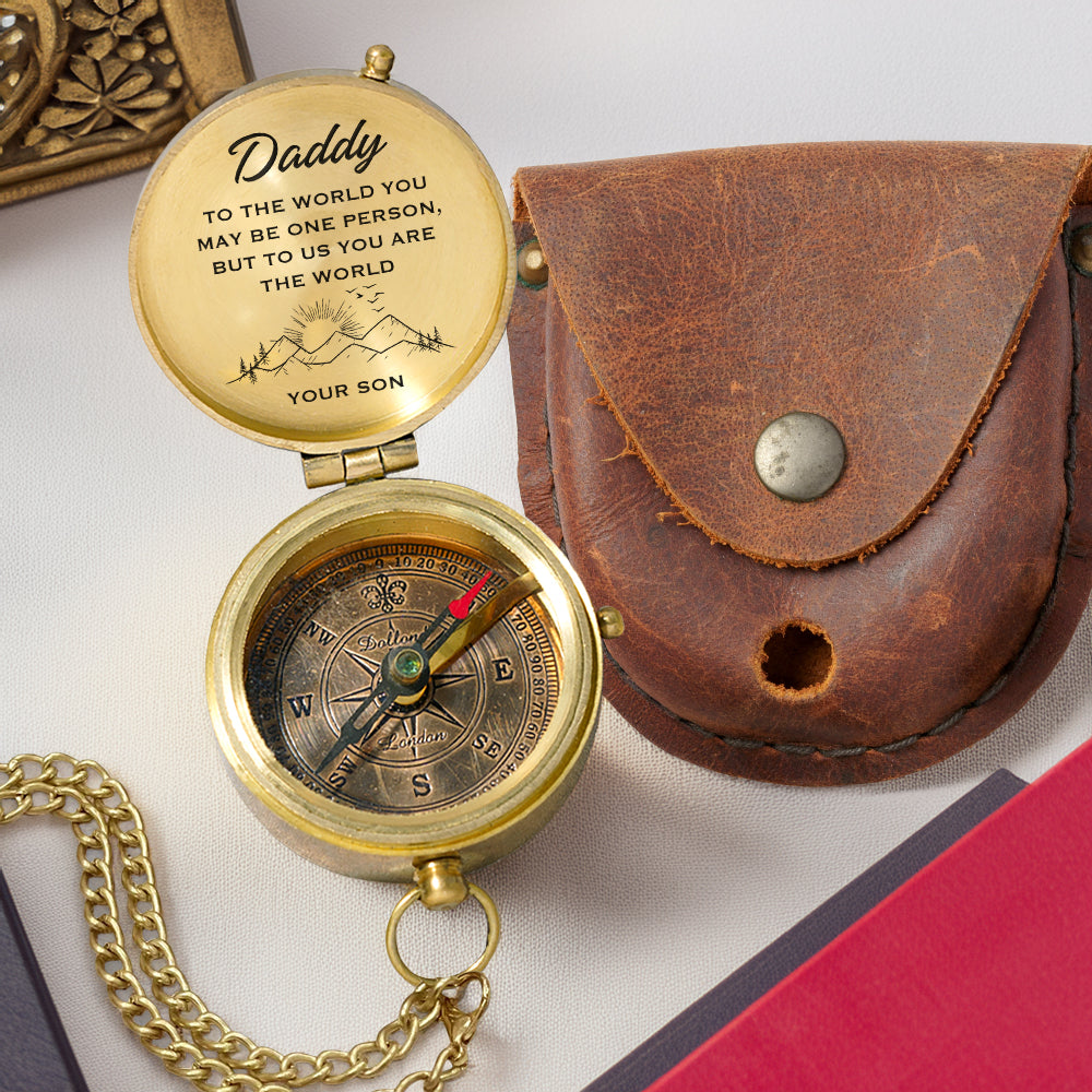 Personalized Engraved Compass - Family - To My Dad - From Son - You Are The World - Gpb18062