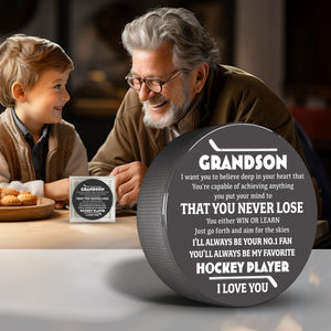 Hockey Puck - Hockey - To My Grandson - You Never Loose - Gai22007