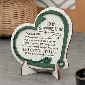 Wooden Heart Sign - Fishing - To My Lady - The Love Of My Life - Gan13001