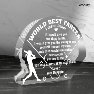 Cherish Your Father - Daughter Softball Bond This Christmas With Crystal Plaque - Gznf18123