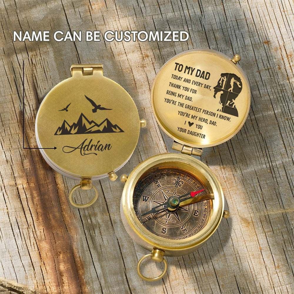Personalized Engraved Compass - Family - To My Dad - From Daughter - You’re My Hero - Gpb18060