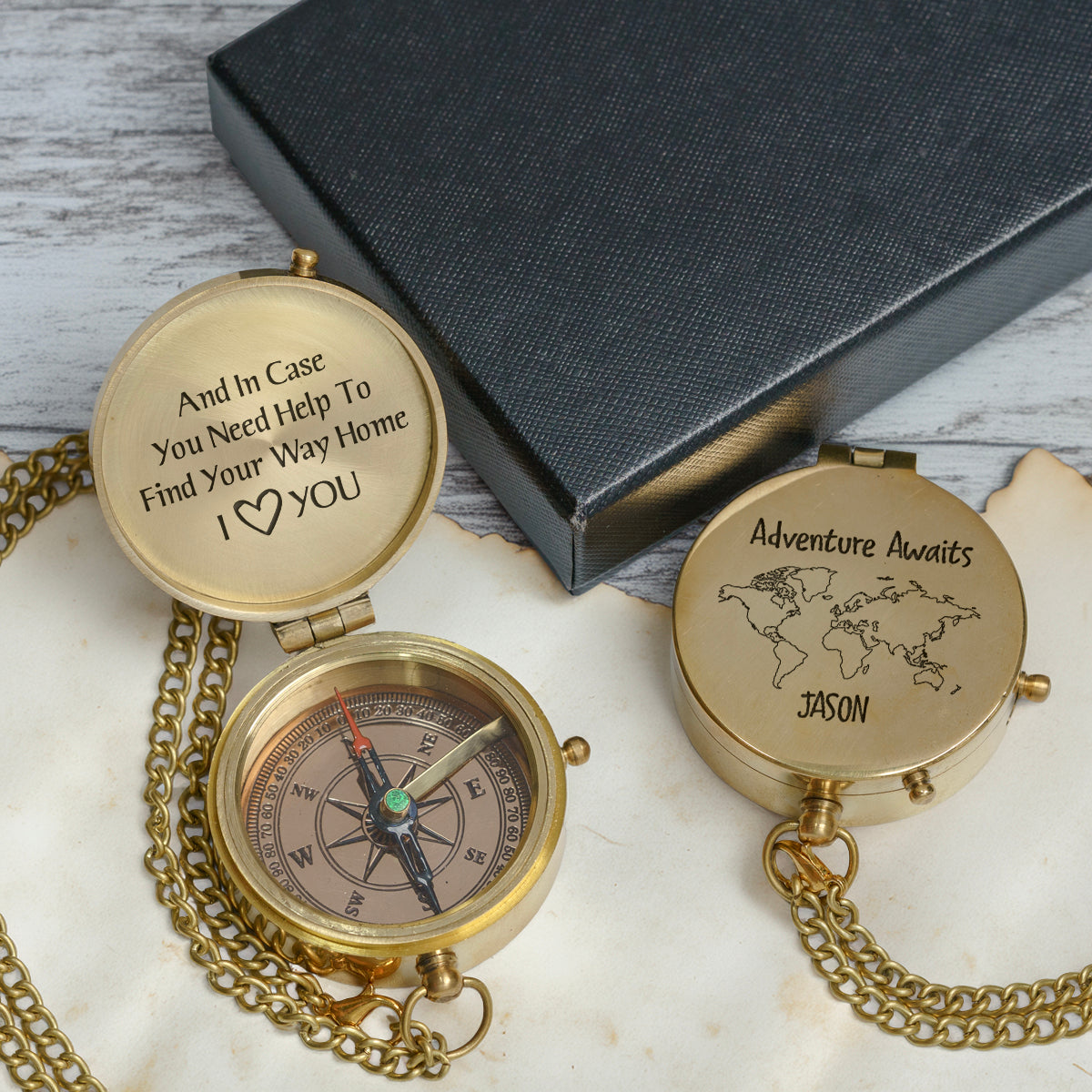 Personalized Engraved Compass - Family - For Couple - Adventure Awaits - Gpb26246