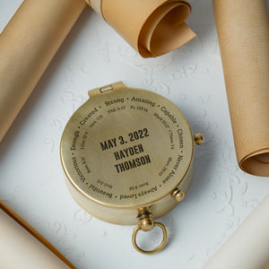 One Step with Faith, Forever Guided - In All Your Ways Submit To Him - Baptism & Communion Compass + Free Personalized Communion Bag - Gpb16082