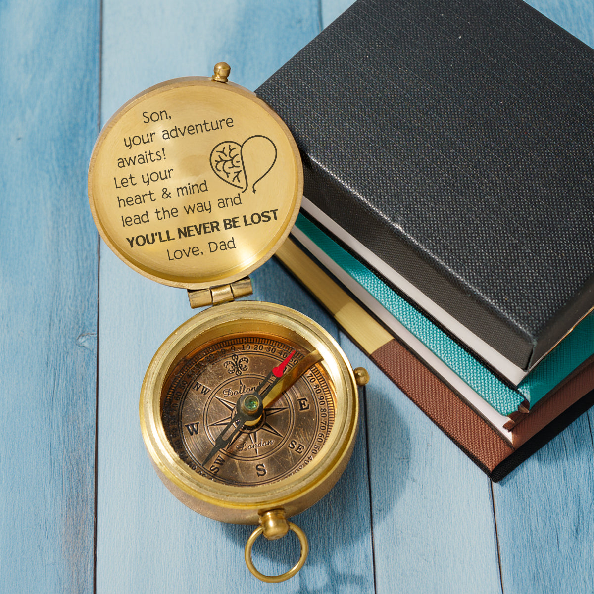 Personalized Engraved Compass - Family - To My Son - From Dad - Let Your Heart & Mind Lead The Way - Gpb16074