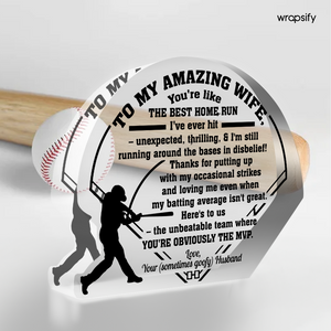 Hit a Love Homerun - Baseball Crystal Plaque for Love & Game Fans - Gznf15001