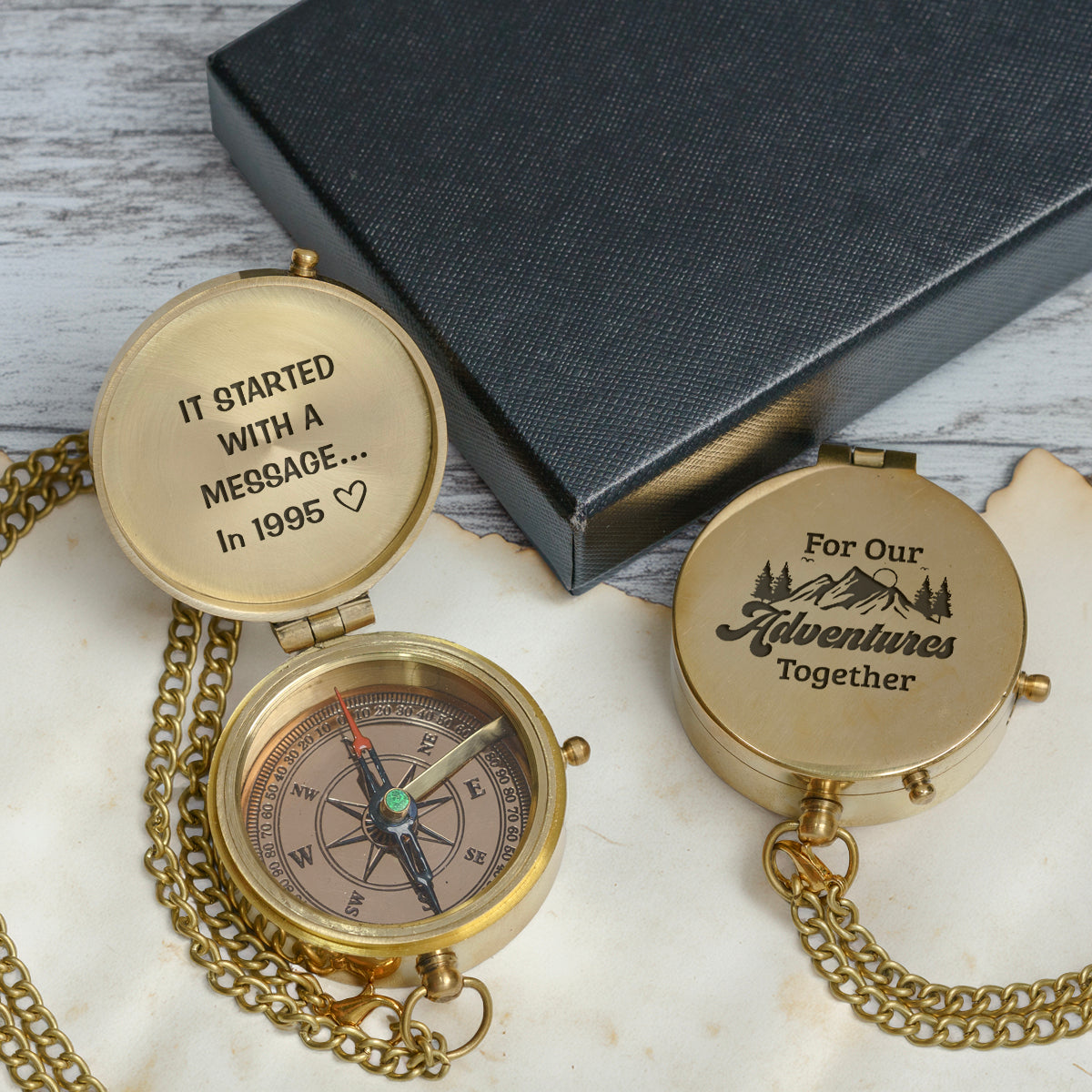 Personalized Engraved Compass - Family - For Couple - It Started With A Message - Gpb26244