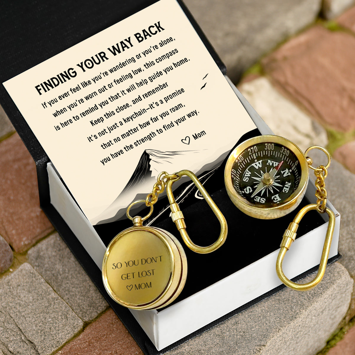 Personalized Brass Compass Keychain - Family - To My Son - From Mom - So You Don't Get Lost - Gkqj16004