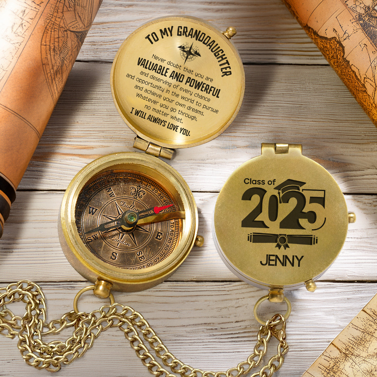 Personalized Engraved Compass - Family - To My Granddaughter - I Will Always Love You - Gpb23010