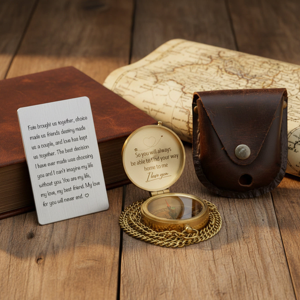 Personalized Compass Gift Romantic Gift For Couples, Long Distance Love, Valentine Gift For Husband & Wife - Gpb14002