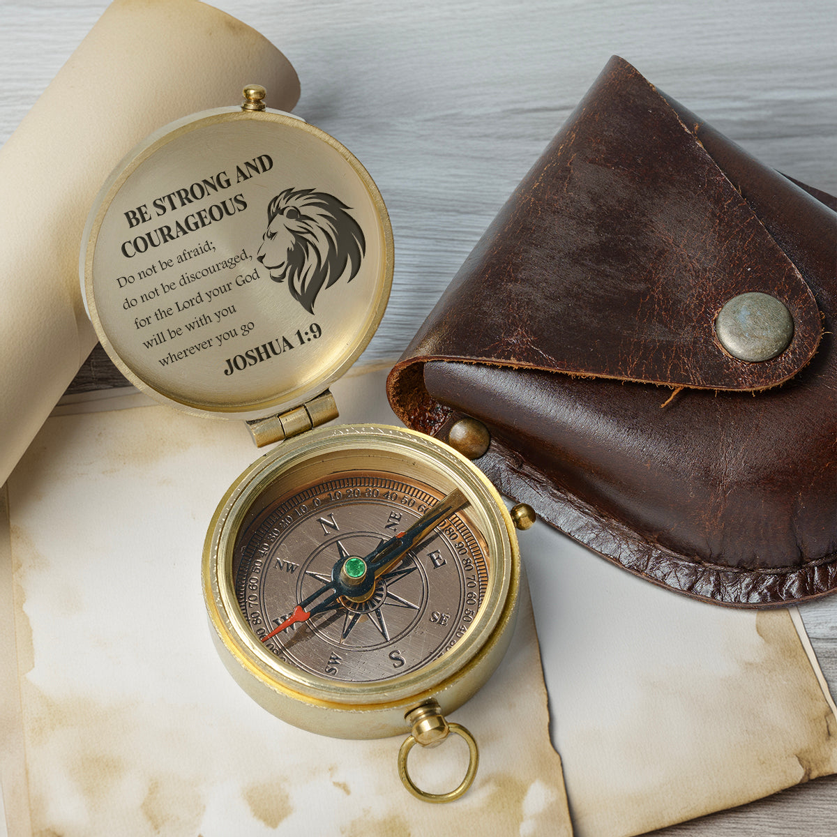 One Step with Faith, Forever Guided - Be Strong And Courageous - Baptism & Communion Compass - Gpb16080