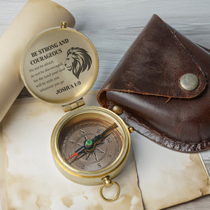 One Step with Faith, Forever Guided - Be Strong And Courageous - Baptism & Communion Compass + Free Personalized Communion Bag - Gpb16080