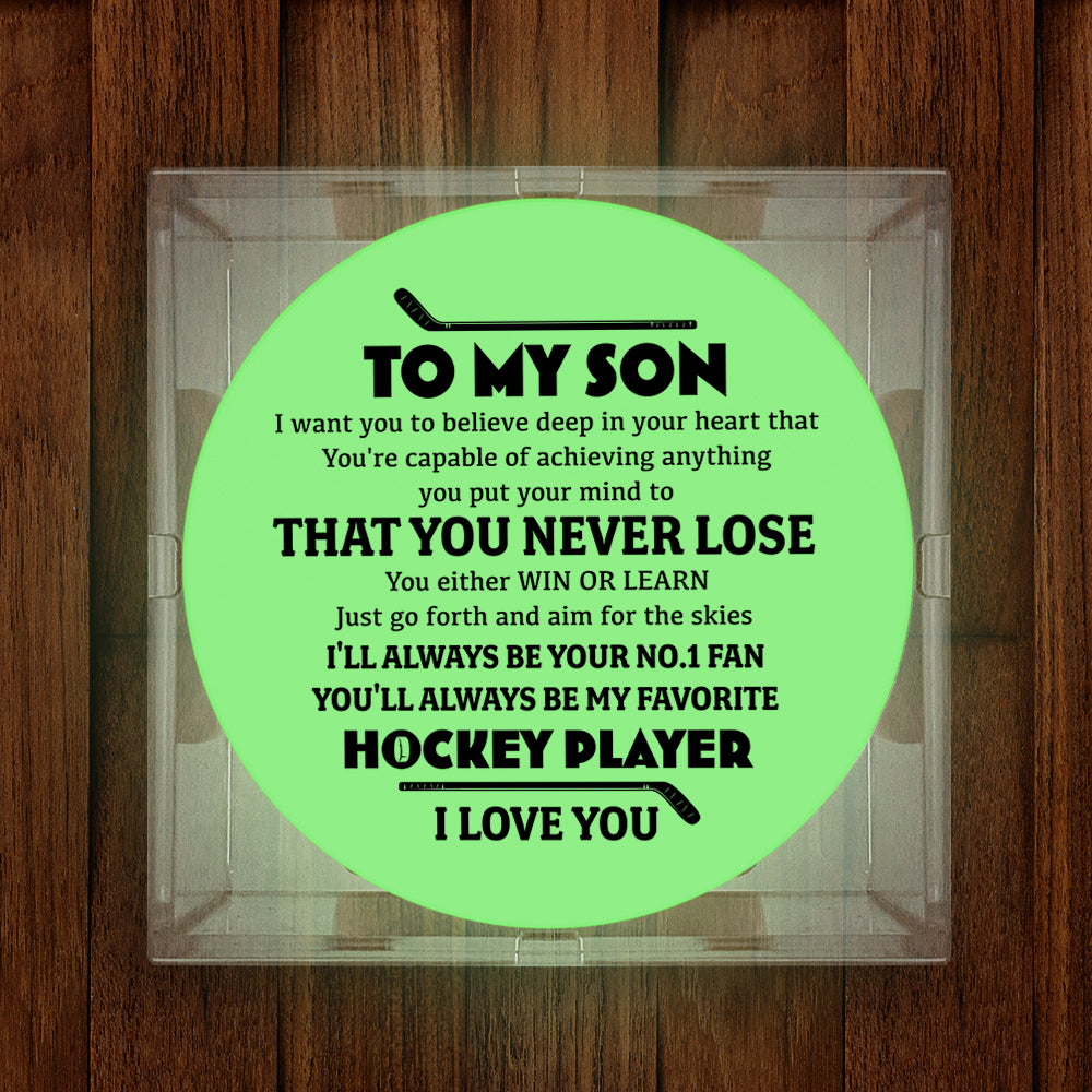 Celebrate Your Special Bond - An Exclusive Custom Hockey Puck for Son - Gai16018