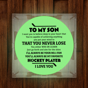 Celebrate Your Special Bond - An Exclusive Custom Hockey Puck for Son - Gai16018