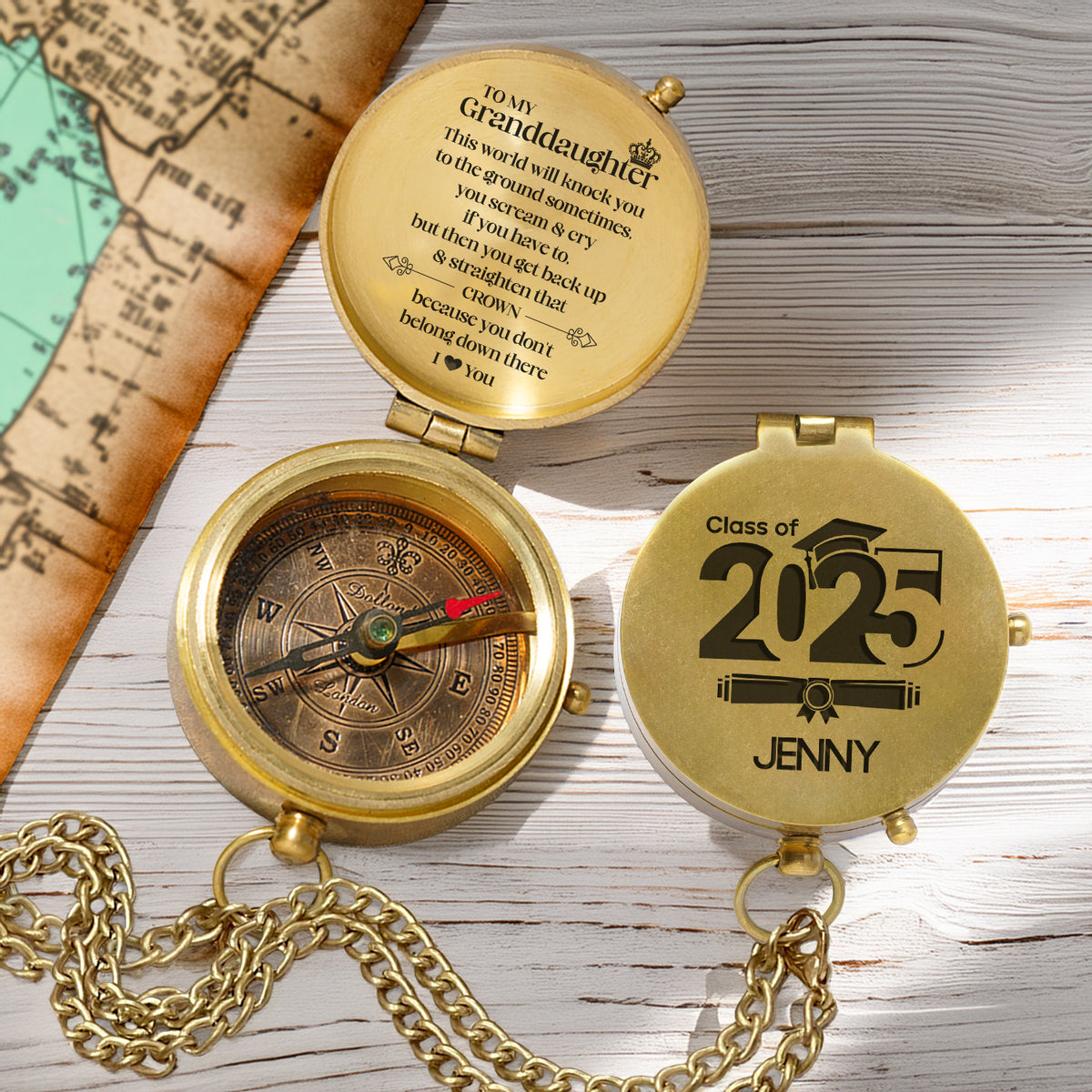 Personalized Engraved Compass - Family - To My Granddaughter - You Get Back Up & Straighten That Crown - Gpb23015