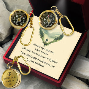 Personalized Brass Compass Keychain - Family - To My Wife - You Are My Compass When I'm Lost - Gkqj15004