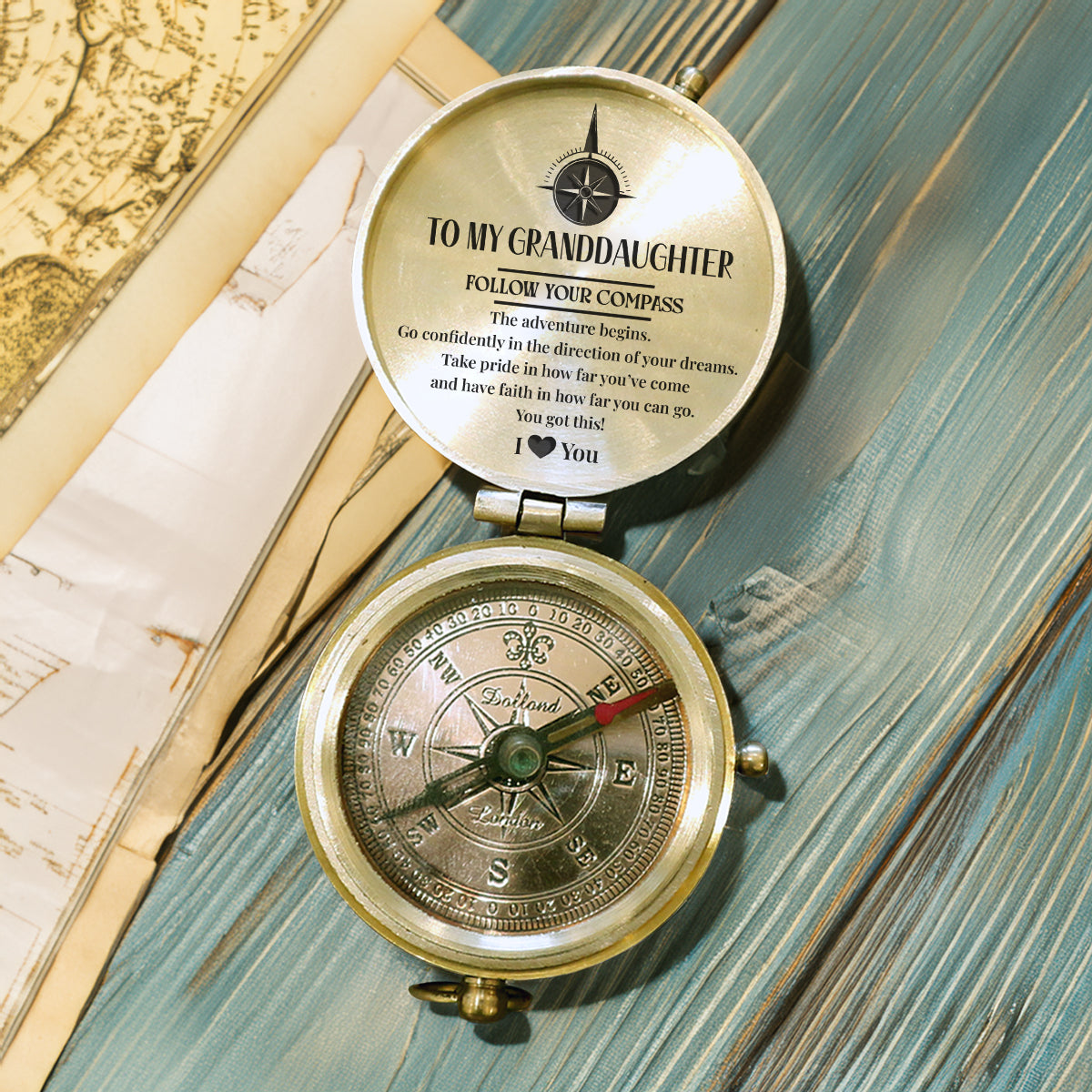 Personalized Engraved Compass - Family - To My Granddaughter - Go Confidently In The Direction Of Your Dreams - Gpb23014