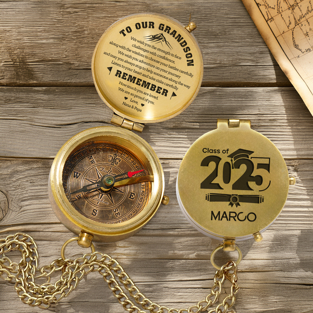 Personalized Engraved Compass - Family - To Our Grandson - We Are So Proud Of You - Gpb22020