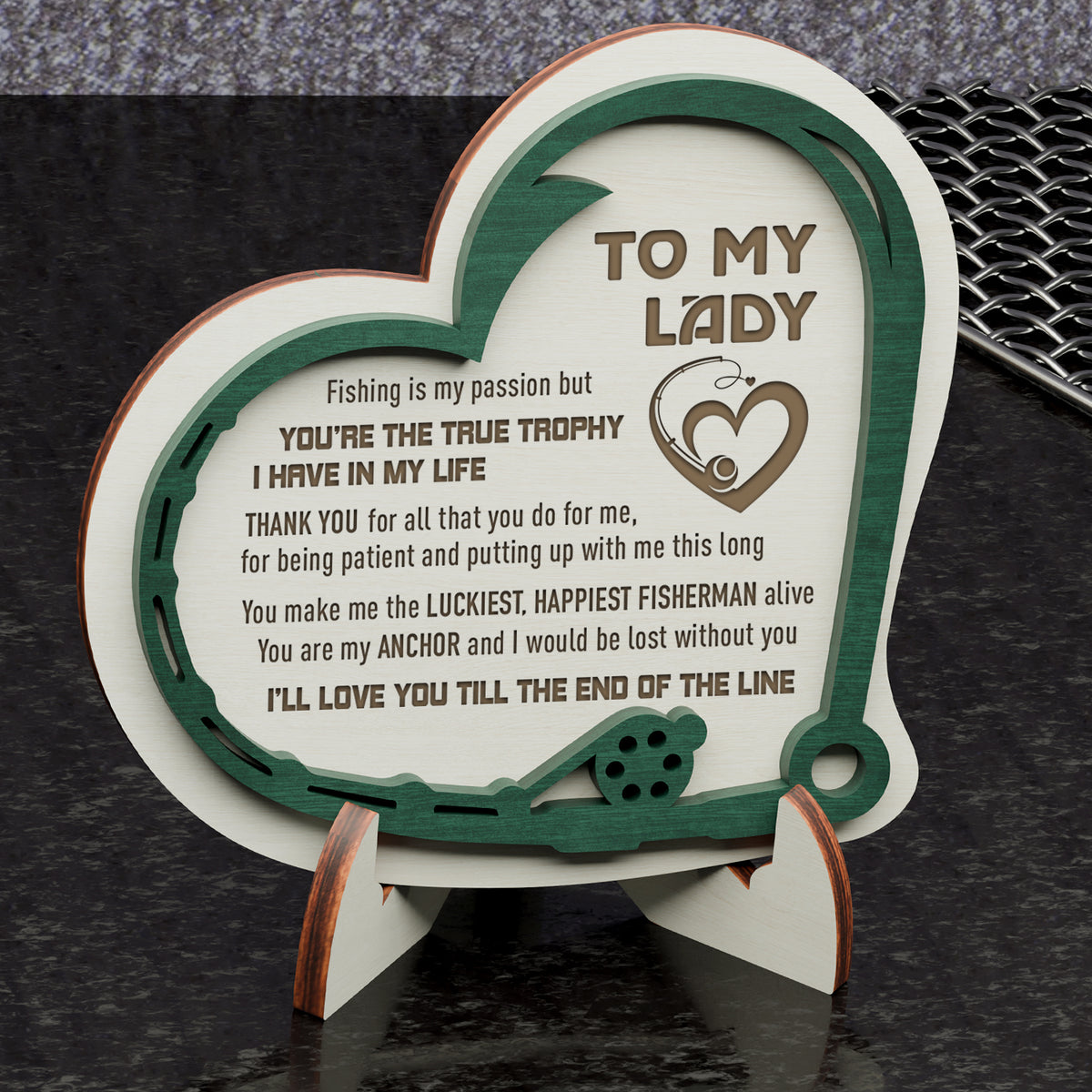 Wooden Heart Sign - Fishing - To My Lady - Fishing Is My Passion - Gan13003