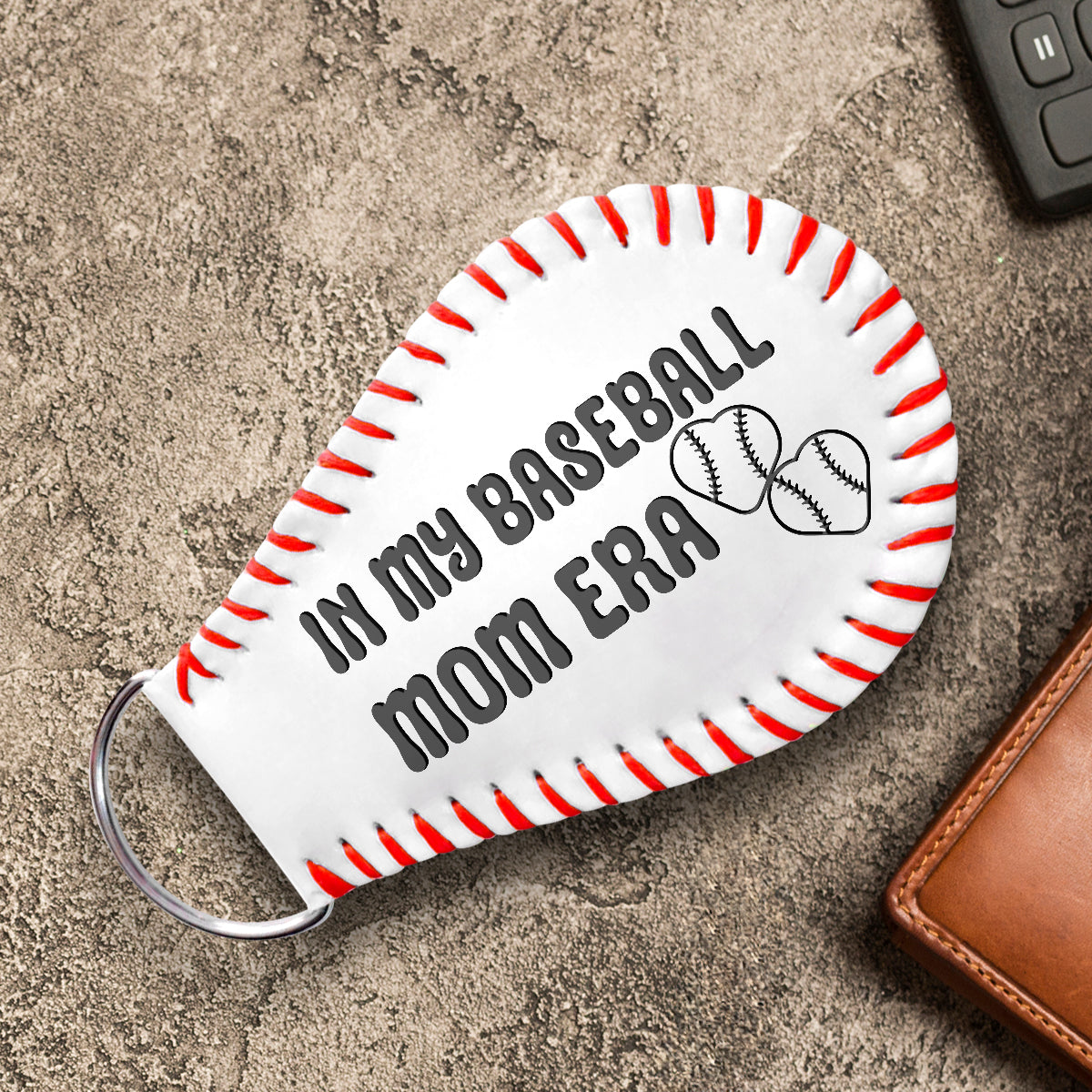 Handmade Leather Baseball Keychain - Baseball - To My Mom - In My Baseball Mom Era - Gkqi19001