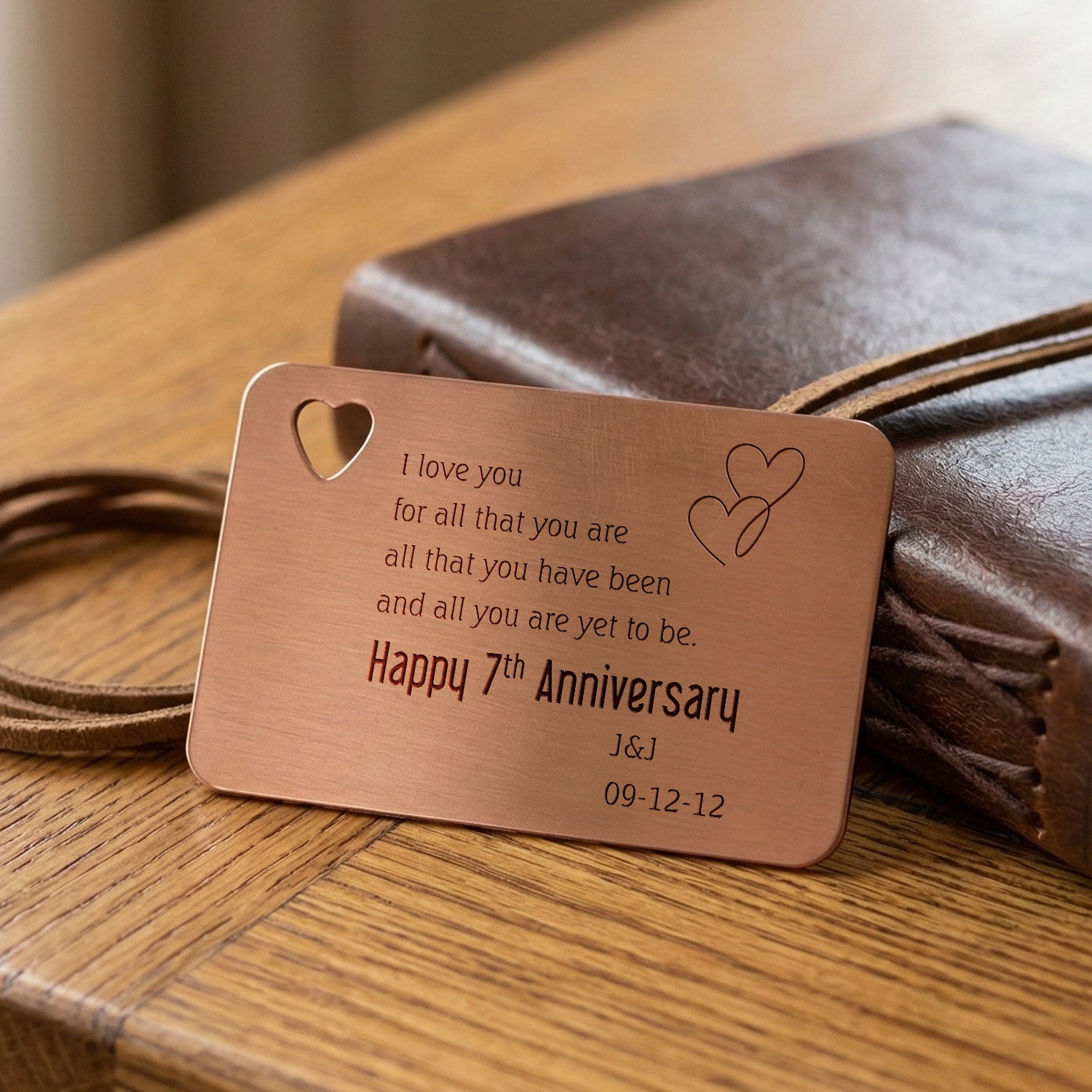 Personalized 7th Anniversary Copper Gift for Him or Her | Wallet Card - 7 Years Down And Forever To Go - Gcg26003