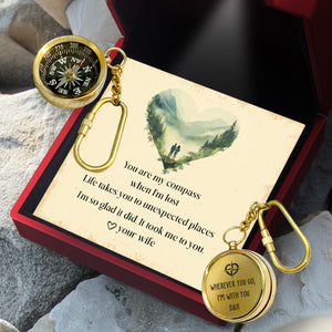 Personalized Brass Compass Keychain - Family - To My Husband - You Are My Compass When I'm Lost - Gkqj14004