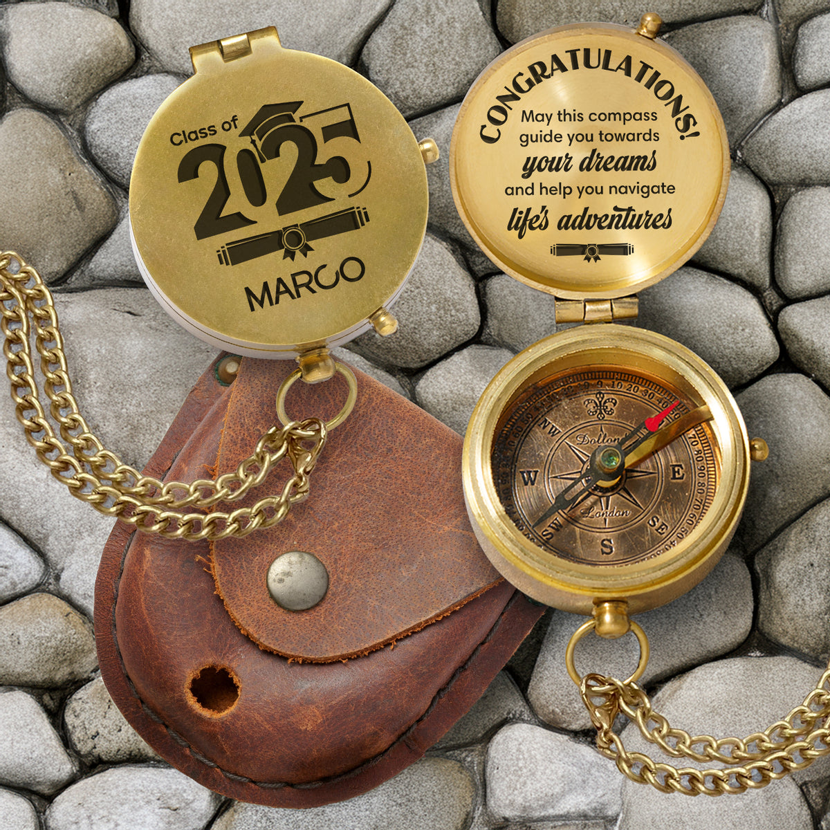 Personalized Engraved Compass - Family - To My Son Daughter Grandson Granddaughter - May This Compass Guide You Towards Your Dreams - Gpb16079